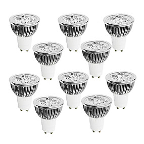 baratos Lâmpadas de Foco de LED-10pçs 4 W 400-450 lm GU10 Lâmpadas de Foco de LED 4 Contas LED LED de Alta Potência Regulável Branco Quente / Branco Frio / Branco 220-240 V / 10 pçs / RoHs