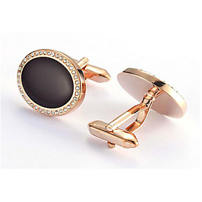 baratos Abotoaduras-Homens Botões de Punho Trabalho Casual Broche Jóias Preto Para