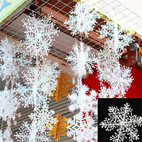 baratos Decorações para Festas &amp; Feriados-30 pcs flocos de neve de natal floco de neve branco enfeites de natal festa de natal festa festival de decortion