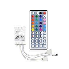 baratos Controles RGB-44 chaves dc12v saída conector duplo controle remoto infravermelho controlador rgb lâmpada 10 metros 3528 2835 5050 escurecimento led faixa de luz da bateria incluído