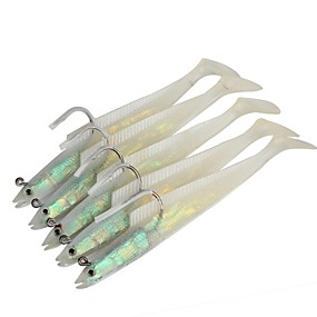 baratos Acessórios de Pesca-5 pcs Iscas Isco Suave / Amostras moles Jig Head Shad Jerkbaits Silicone Afundando Afunda Rapidamente Pesca de Mar Isco de Arremesso Pesca no Gelo / Rotação / Pesca de Gancho / Pesca de Água Doce
