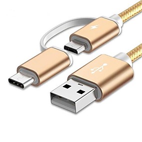 baratos Oneplus-USB 2.0 / Tipo-C 1m-1.99m / 3ft-6ft Portátil / Tudo-Em-1 / Alta Velocidade Náilon Adaptador de cabo USB Para Samsung / Huawei / LG