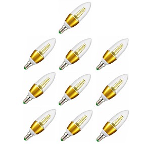 baratos Lâmpada Vela de LED-10pçs 7 W Luzes de LED em Vela 600 lm E14 C35 35 Contas LED SMD 2835 Luz LED Decorativa Branco Quente 220-240 V / RoHs