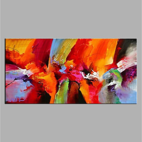 baratos Pintura-Pintura a Óleo Pintados à mão - Abstrato Modern Sem armação interna / Lona Laminada