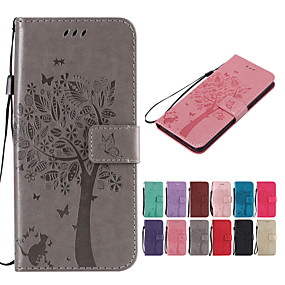 baratos Xperia 10 / XA3-Capinha Para Sony Sony Xperia Z5 Premium / Z4 Mini / Sony Xperia Z4 Carteira / Porta-Cartão / Com Suporte Capa Proteção Completa Sólido / Gato / Árvore Rígida PU Leather