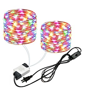 baratos Fitas e Mangueiras de LED-Zdm 2x10 m / 66ft 2x100leds fio de cobre à prova d 'água luzes corda de fadas eu / us plug com interruptor de uso direto ac85-265v