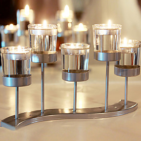 baratos Home Fragrances-Contemporâneo Moderno / Estilo simples vidro / Vidro / Ferro Suporte de Vela Novidade / Aniversário / Castiçal 1pç, Candle / Candle Holder