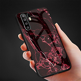 baratos Huawei P30-Capinha Para Huawei Huawei P20 / Huawei P20 Pro / Huawei P20 lite Antichoque / Estampada Capa traseira Mármore Rígida TPU / Vidro Temperado
