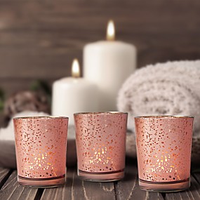 baratos Home Fragrances-Contemporâneo Moderno / Estilo simples vidro / Vidro Suporte de Vela Votivo / Candelabro 12pcs, Candle / Candle Holder