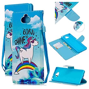 baratos Xperia XZ3-Capinha Para Sony Sony Xperia 10 / Sony Xperia XZ3 / Xperia XZ2 Compact Carteira / Porta-Cartão / Antichoque Capa Proteção Completa Animal PU Leather