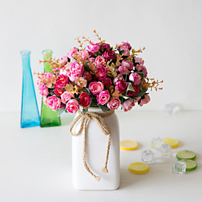 baratos Flores Artificiais-1 pc flor artificial continental 21 floco de neve diamante rosa engenharia artificial flor decorativa sala de estar quarto sala de jantar decoração simulação planta flor