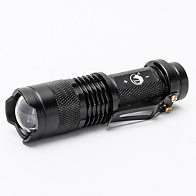 baratos Lanternas &amp; Luminárias-SK68 Lanternas LED 2000 lm LED Cree® XR-E Q5 1 Emissores 1 Modo Iluminação Impermeável Zoomable Foco Ajustável Campismo / Escursão / Espeleologismo Uso Diário Polícia / Militar Preto