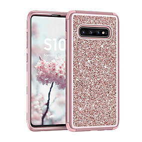 baratos Samsung-Capinha Para Samsung Galaxy Galaxy S10 / Galaxy S10 Plus Antichoque / Glitter Brilhante Capa traseira Glitter Brilhante PC