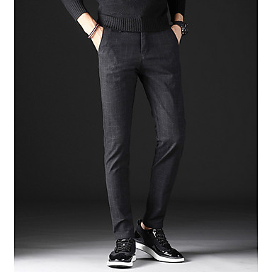 baratos Suits-Homens Moda de Rua Tamanhos Grandes Social Calças - Sólido Preto Cinzento 33 34 36
